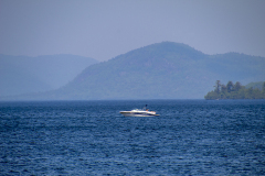 Lone boat in the middle of the lake (Lake George, NY)