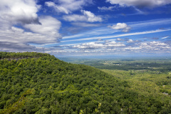 Looking across a green hill from the Overlook (Thacher State Park)